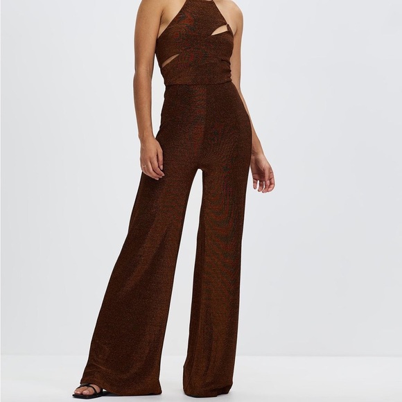 Sparkle brown and gold Runaway jumpsuit - Picture 1 of 2
